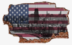 Zapwalls Decals Breaking American Overlay Chicago - New York Brooklyn Bridge Skyline Brick (51" X 30") #1272422