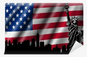 Usa American Flag With Statue Of Liberty Skyline Silhouette - Big Apple Clip Art #1273812 Usa American Flag With Statue Of Liberty Skyline Silhouette - Big Apple Clip Art #1273812
