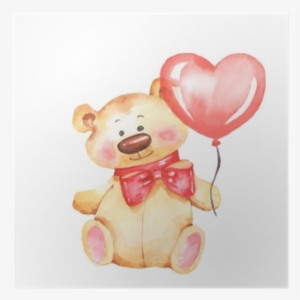 Teddy Bear With Balloon - Watercolor Teddy Bear #1275968