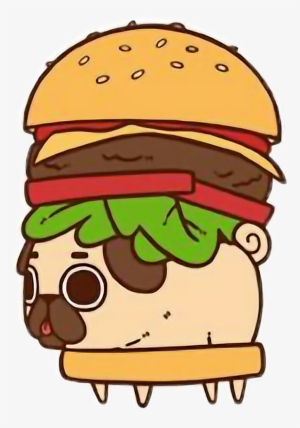 Png Free Stock Cute Kawaii Pug Chibi Food Hamburger - Puglie Burger #1276311