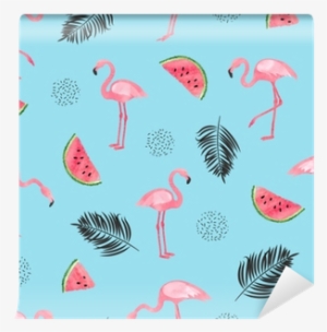 Seamless Tropical Trendy Pattern With Watercolor Flamingos, - Pattern Background Flamingo Tropical #1279573