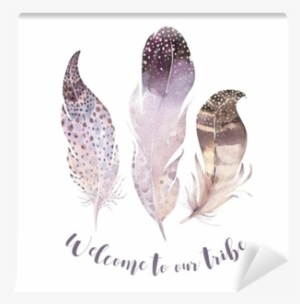 Hand Drawn Watercolor Paintings Vibrant Feather Set - Boho Paintings #1279712