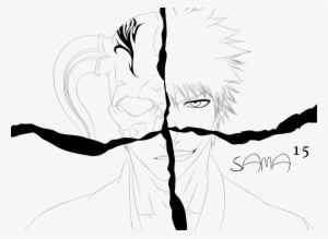 Ichigo And Hollow Ichigo Lineart By Sama15 On Deviantart - Bleach Hollow Ichigo Drawing #1281270