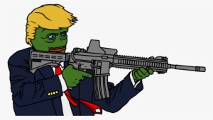 Two Or Three Young White Guys With Assault Rifles And - Donald Trump Pepe Gun #1282103