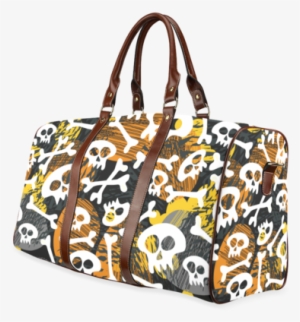 Sale Halloween Skull Theme Print Waterproof Canvas - Travel Bag Large #1283472