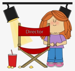 Movie Clipart Line Art - Girl Director Clipart #1284956
