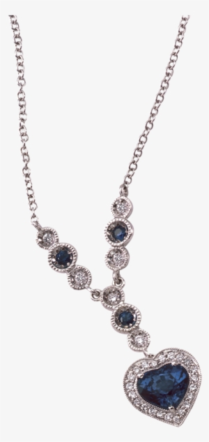 Blue Sapphire Heart Shape Diamond Frame Pendant - Blue #1285431 Blue Sapphire Heart Shape Diamond Frame Pendant - Blue #1285431