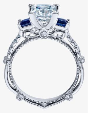 Two Princess Cut Sapphire Sides Perfectly Frame A Princess - Verragio Diamond Sapphire Rings #1285525
