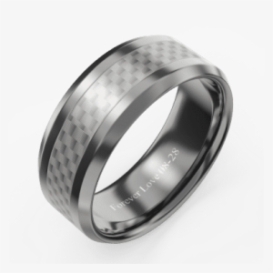 Men's Engraved Black Tungsten Promise Ring With Carbon - Ring #1289655