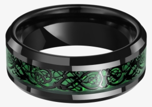King Will Dragon Polished Ring Of Green Fibre & Black #1289715