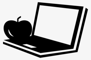 Open Laptop With An Apple Comments - Laptop Hitam Putih Png #1290248