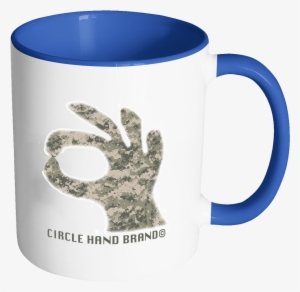 Circle Game Blue Accent Mug Camo Hand #1292398