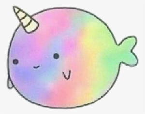 Unicorn Tumblr Whale Rainbow Emoji Sticker Cute Sweet - Unicorn Narwhal #1294832