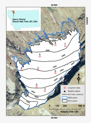 An Overview Map Of Sperry Glacier Which Displays The - Sperry Glacier Map #1297562