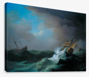 Ships In Distress In A Storm Canvas Print - Ship In Distress In A Storm Peter Monamy #1298385