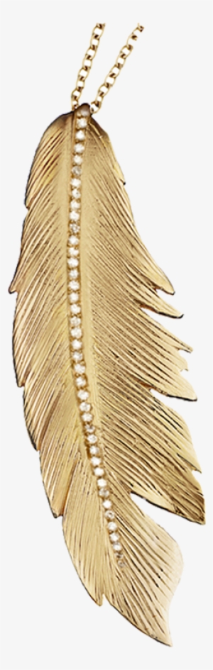 Gold Feather Diamond Pendant #1298826