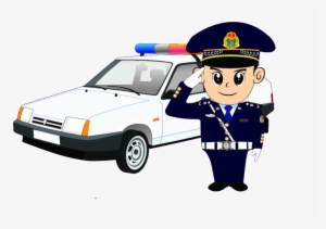 Cartoon Traffic Police Car Pattern Elements - Police Car Cartoon Png #130477