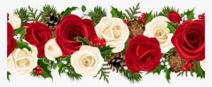 Christmas Rose Garland Png Clip Art Image - Red Flowers Border Png #131210