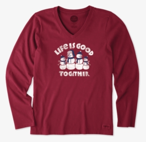 Women's Good Together Snowman Long Sleeve Crusher - T-shirt #131537