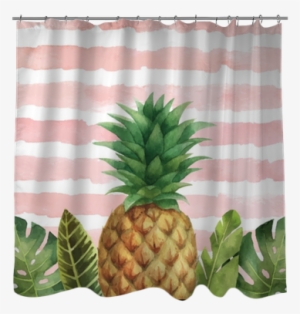 Watercolor Vector Banner Tropical Leaves And Pineapple - Window Blind #131753 Watercolor Vector Banner Tropical Leaves And Pineapple - Window Blind #131753