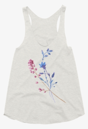 "watercolor Blue Red Flower Twigs" Women's Tri-blend - Spunkypineappleco Kreuzfahrt Schiff Shirts - Meere #132492