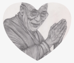 Dalai Lama Tenzin Gaytso Drawing Heart-shaped Mousepad - Drawing #133672