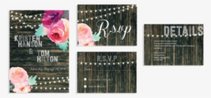 Watercolor Floral & Inspired Wood Art Invitation Set - Art #134281
