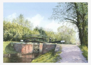 Lock & Foot Bridge On Basingstoke Canal At St Johns - Art #136876