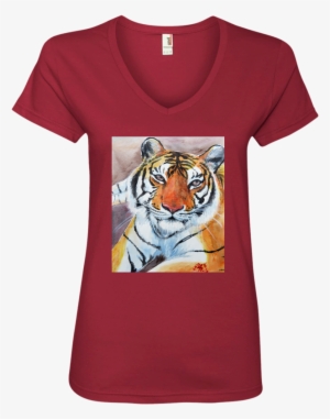 Priya Watercolor Portrait 88vl Anvil Ladies' V Neck #139812