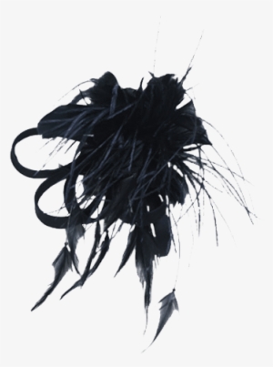 Black Satin Ribbon Flower Hair Accent With Feather - Ribbon #1300729