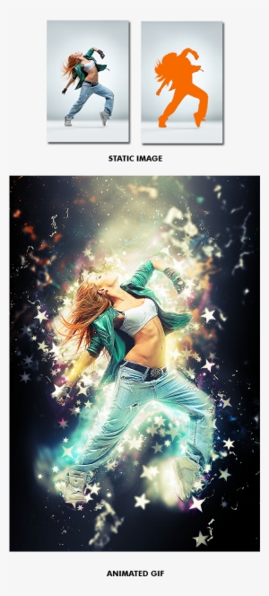 Gif Animated Stars Wave Photoshop Action - Stars & Wave #1302838