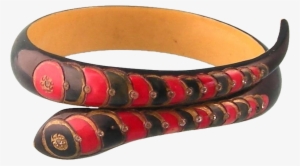 Art Deco Celluloid Carved Snake Bracelet, With Red, - Ruby Lane #1304087