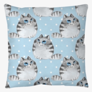 Watercolor Cartoon Cats, Blue Seamless Pattern Throw - Cat #1304937
