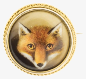 Antique Victorian Fox Head Brooch, Painted Enamel By - Brooch #1307713