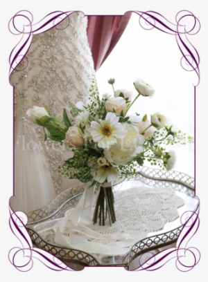 Silk Artificial Rustic Boho Textured White And Pastel - Flower Bouquet #1308162