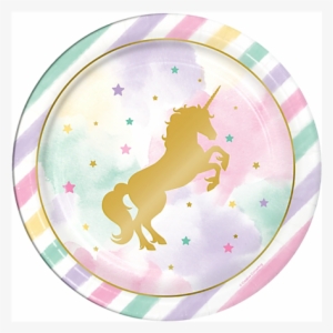 Unicorn Sparkle Lunch Paper Plates 9" - Unicorn 1st Birthday Party #1308690