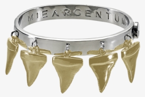 Bite Me Bangle Rhodium With Yellow Gold Teeth - Yellow #1309404