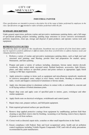 Industrial Painter Job Description Main Image - Résumé #1310608