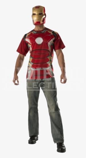 Adult Avengers 2 Iron Man Costume Top And Mask Set - Adults Iron Man Avengers: Age Of Ultron Costume Kit #1311390