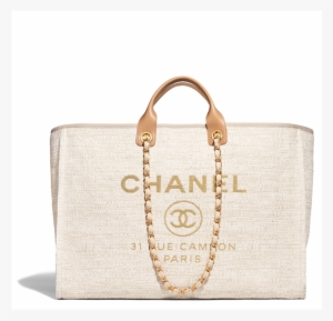 Large Shopping Canvas Calfskin Gold Tone Metal - Bolsa Chanel Png #1312616