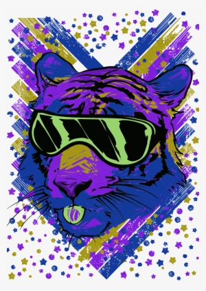 Party Tiger Blue Purple - Illustration #1314384