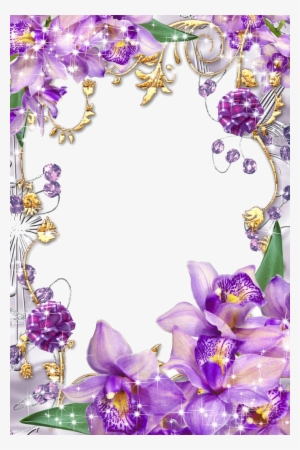 Purple Border Frame Png Transparent Image - Borders And Frames Flowers #1319217