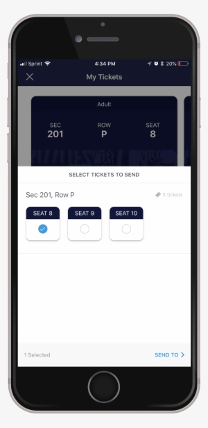 Select The Seat You Intend To Send And Tap Send Ticket - Game #1320013