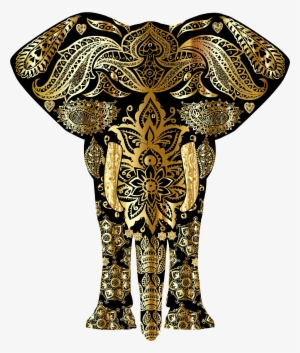 This Free Icons Png Design Of Gold Floral Pattern Elephant #1322556
