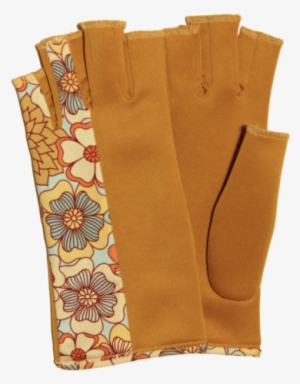 Gold Fingerless Gloves With Flower Pattern #1323403