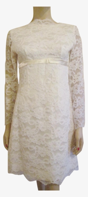 Mod White Lace Dress Vintage 1960s Wedding Party Womens - Cocktail Dress #1330262