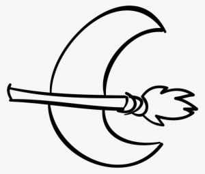 Halloween Moon And Broomstick Outlines Comments - Broom Stick Outline #1330280