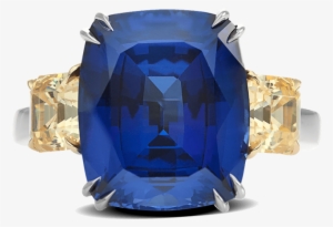 Ring Azul Cushion Sapphire Asscher Diamonds Three Stone - Asscher #1330770
