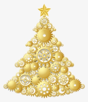 Christmas Tree Png Inside Gold Transparent Background - Gold Christmas Clip Art #1333330