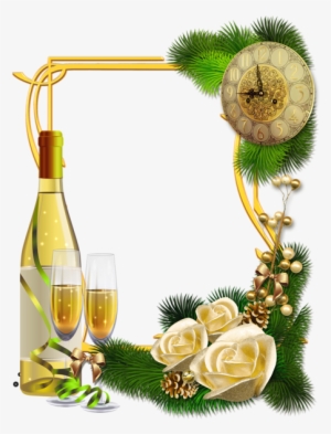 3d Birthday Card, Christmas Frames, Christmas Pictures, - New Years Champagne Png #1333537